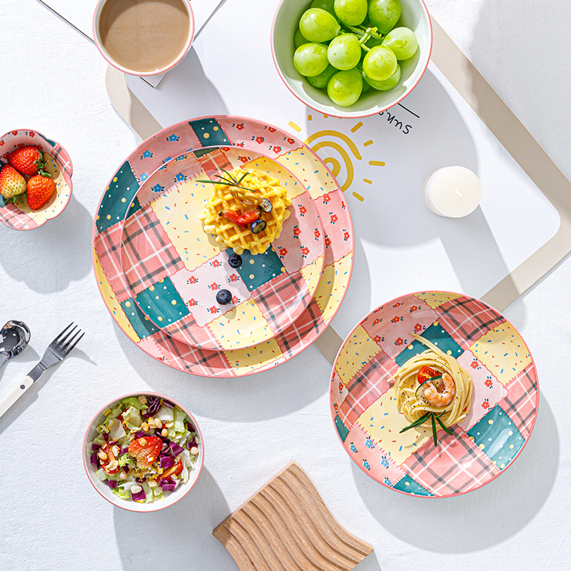 Tacos de cerámica de color esmalte bajo la serie de platos de arroz bolos de postre bolos de platos creativos platos regalos de negocios