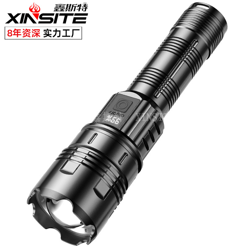 telescopic super bright digital waterproof flashlight with laser