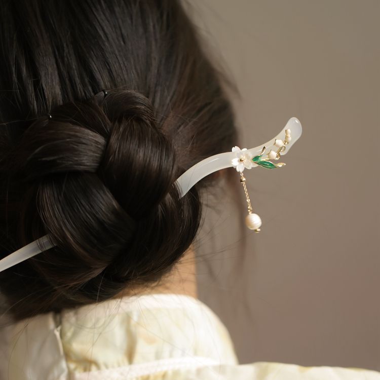 Estilo antiguo acetato lirio borla horquilla nuevo estilo chino updo bola cabeza diaria cheongsam accesorios tocado horquilla