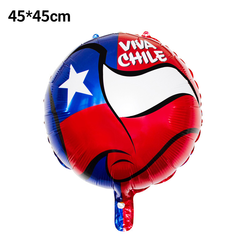 Globo de aluminio redondo de 18 pulgadas con bandera de Chile, para Día Nacional