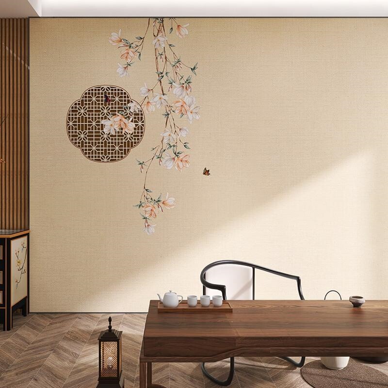 Wallpaper in New Chinese Style with Floral and Bird Motifs, Song-Style Aesthetic Wallpaper, Living Room Tv Background Wallpaper, Hanfu Studio Photography Wallpaper in New Chinese Style with Floral and Bird Motifs, Song-Style Aesthetic Wallpaper, Living Room Tv Background Wallpaper, Hanfu Studio Photography
