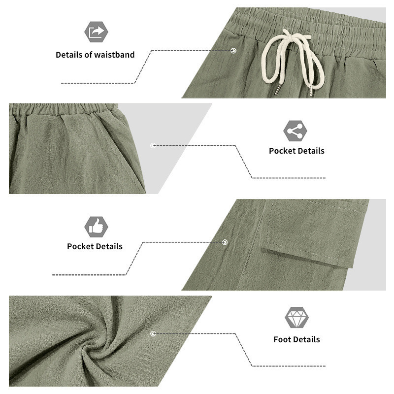 Men's Summer Linen Shirt And Work Shorts Set Casual Sports Outdoor Loose Fit Short Sleeved Collared Suit_viptrois.com