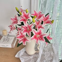 フィルムユリ造花造花リビングルームの装飾シルクフラワー結婚式フラワーアレンジメント室内装飾装飾品写真小道具