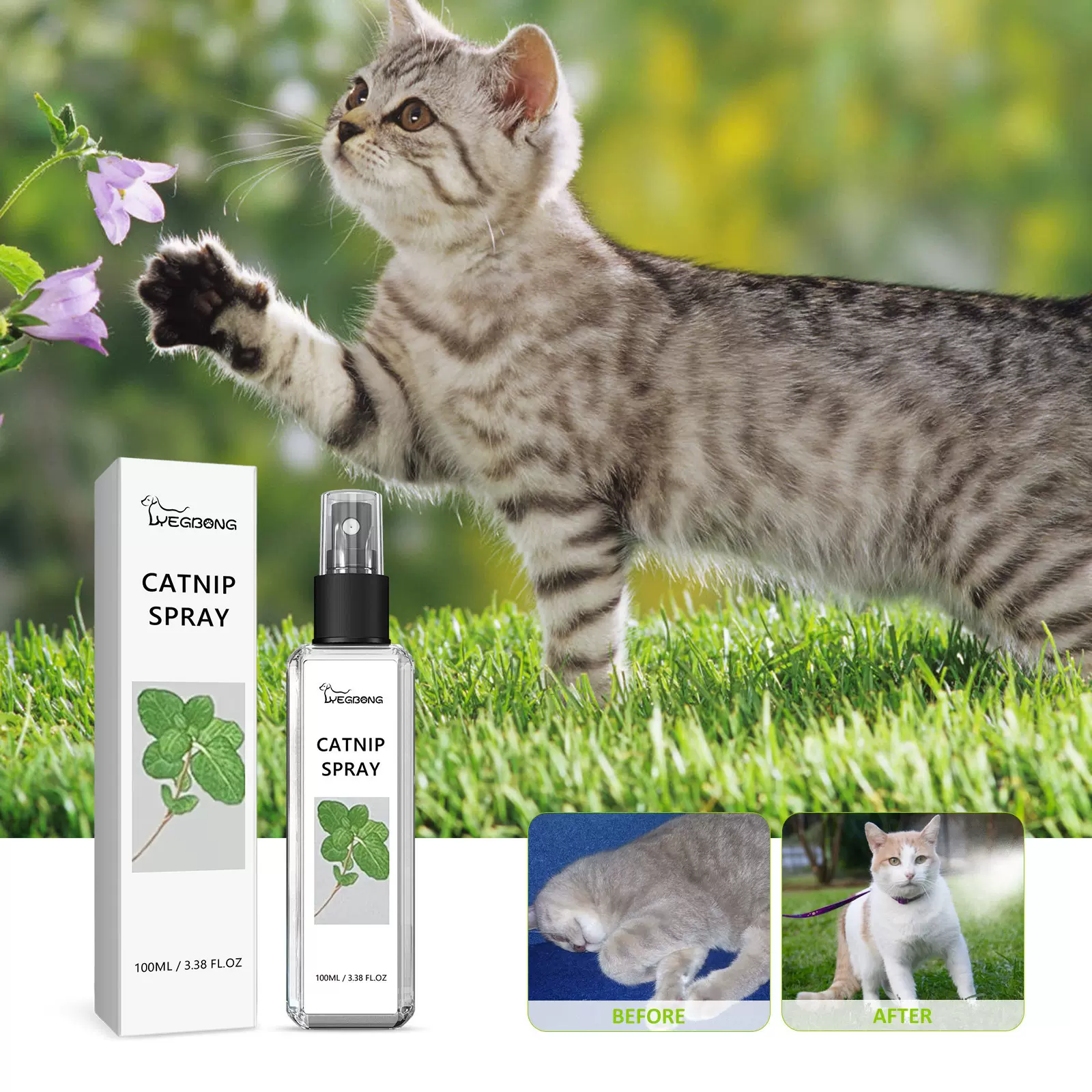 Yegbong 猫薄荷喷雾 缓解猫猫焦躁情绪增强宠物活力健康护理喷雾