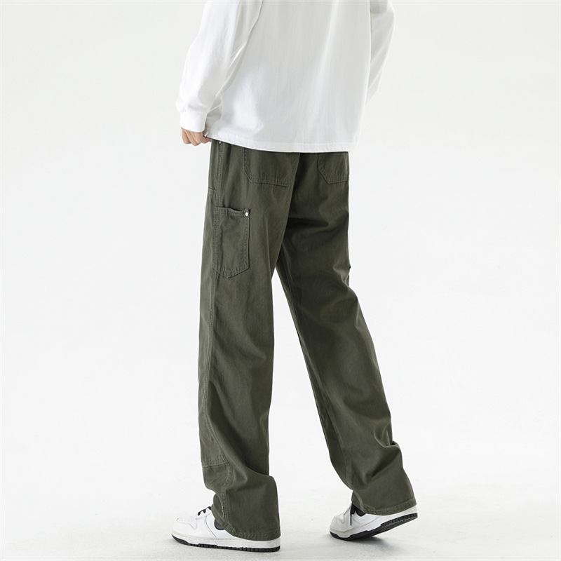 Xxbro ropa de hombre # primavera algodón puro verde militar mono de tala tendencia pantalones casuales rectos pantalones cleanfit