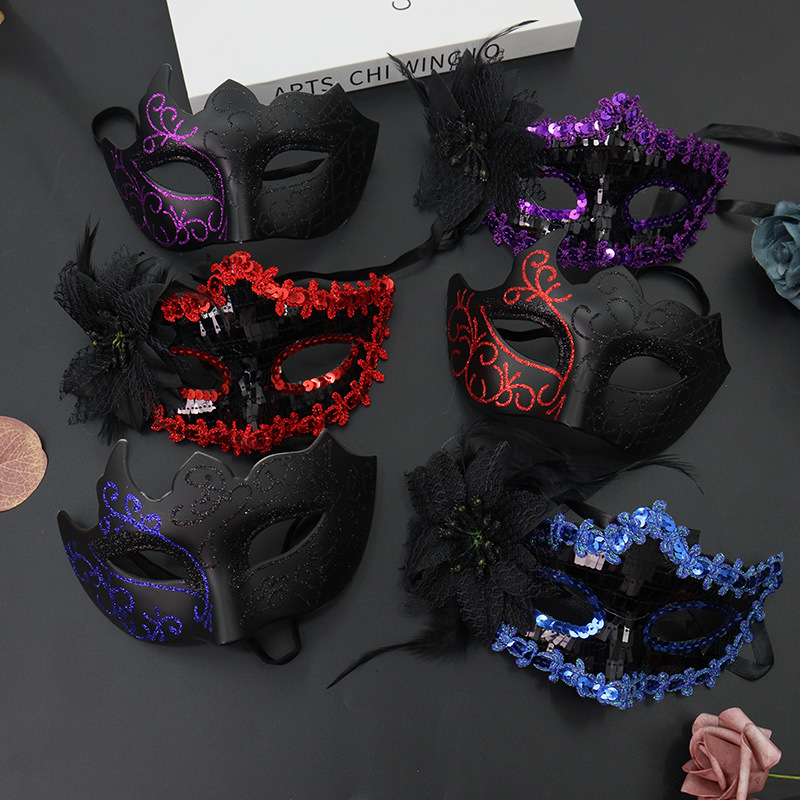 Tronos transfronterizos Amazon venta caliente máscara de fiesta de disfraces traje de moda pintura de media cara máscara de fiesta de carnaval