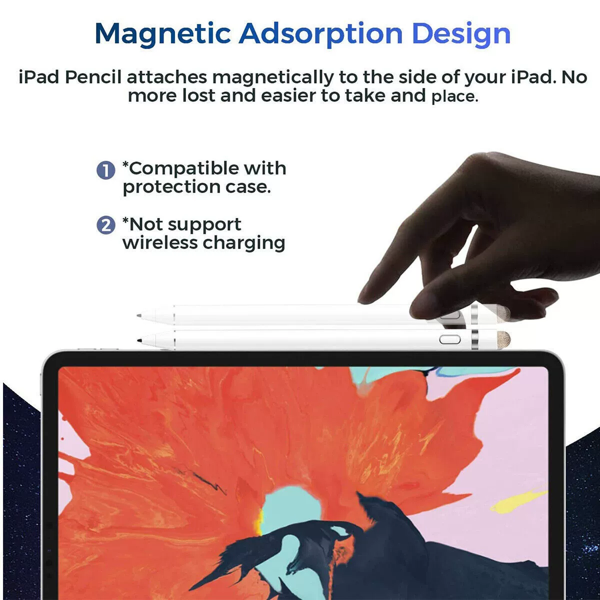Подходит для Apple Pencil, стилус для iPad для рисования и письма, емкостное перо, совместимо с обеими концами