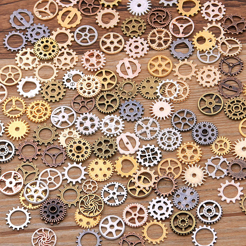 100g \bag 8-15mm mini steampunk 10 color mechanical gear alloy DIY jewelry accessories