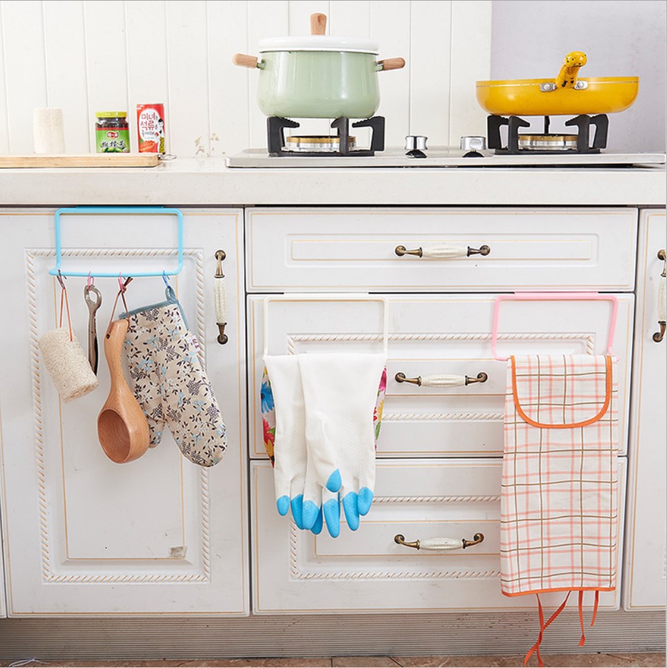 Cabinet Door Back-Type Single Rod Towel Rack Plastic Traceless Rag Hanger Towel Rod Sundries Hanging Storage