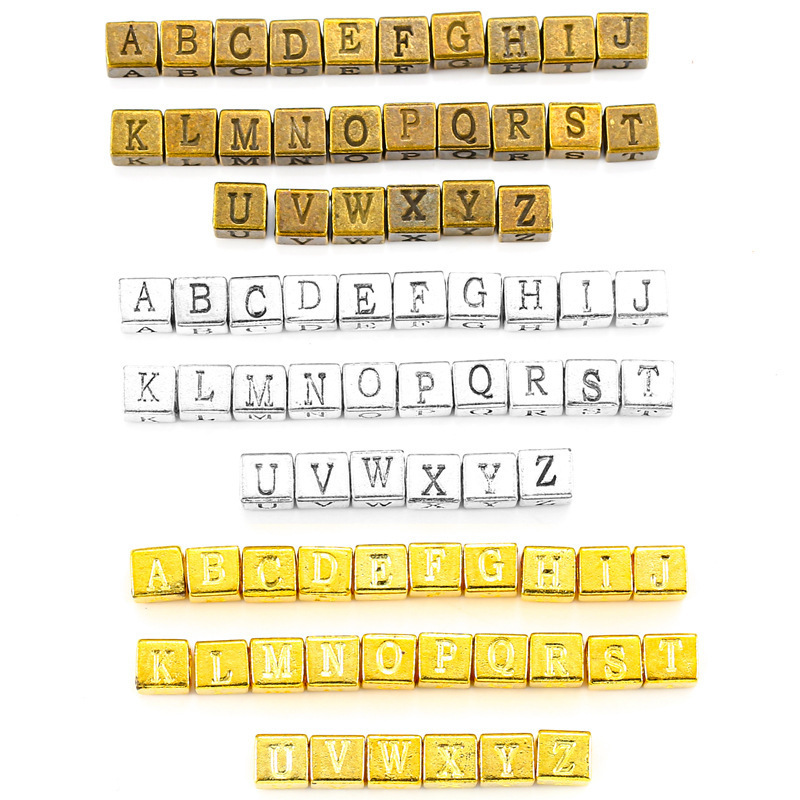 26 English Letters Square Bead Bracelet Accessories Alloy Pendant Bracelet DIY Pendant S118