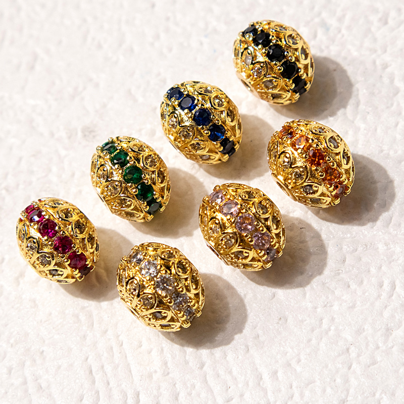 Sand gold inlay color zircon color lantern ball wheel beads beads beads handmade diy jewelry beaded accessories