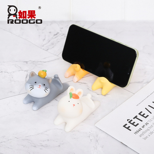 Cartoon Animal Rabbit Vinyl Mobile Phone Stand Ornament Creative Home Decoration Office Desktop Tablet Stand