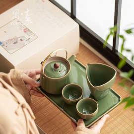 功夫茶具套装便携一壶二杯快客杯陶瓷泡茶壶企业纪念礼品可刻logo