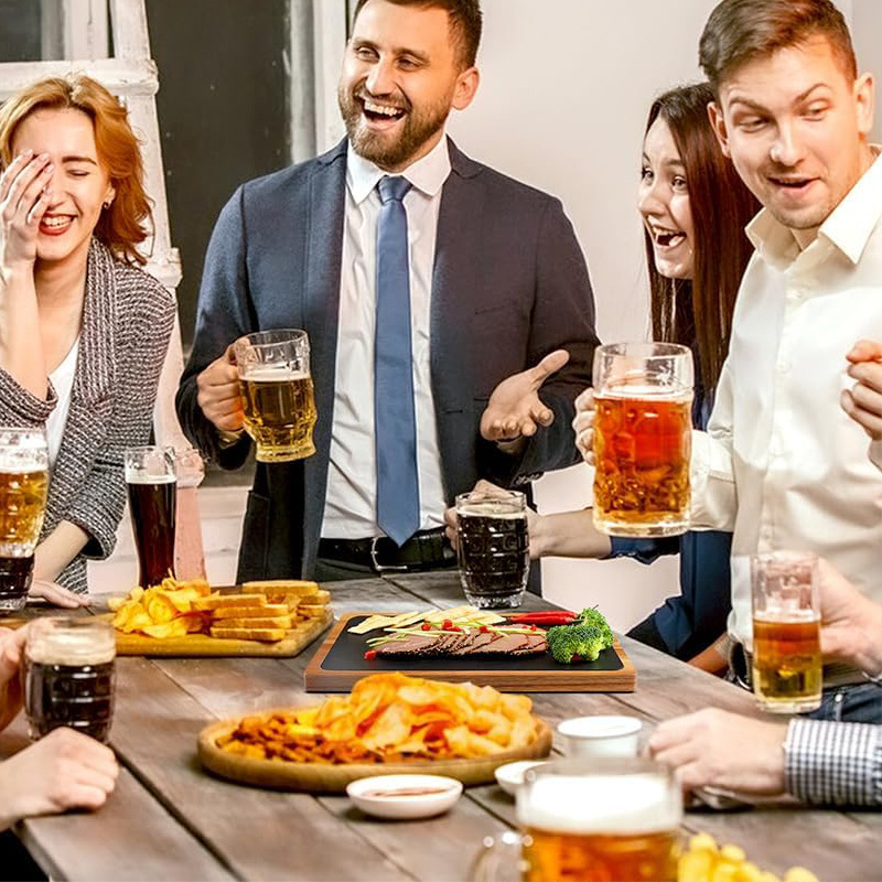 bandeja de bambú multifuncional con pizarra filete pizzeria tablero de fiesta casera restaurante snack bandeja de bambú y madera