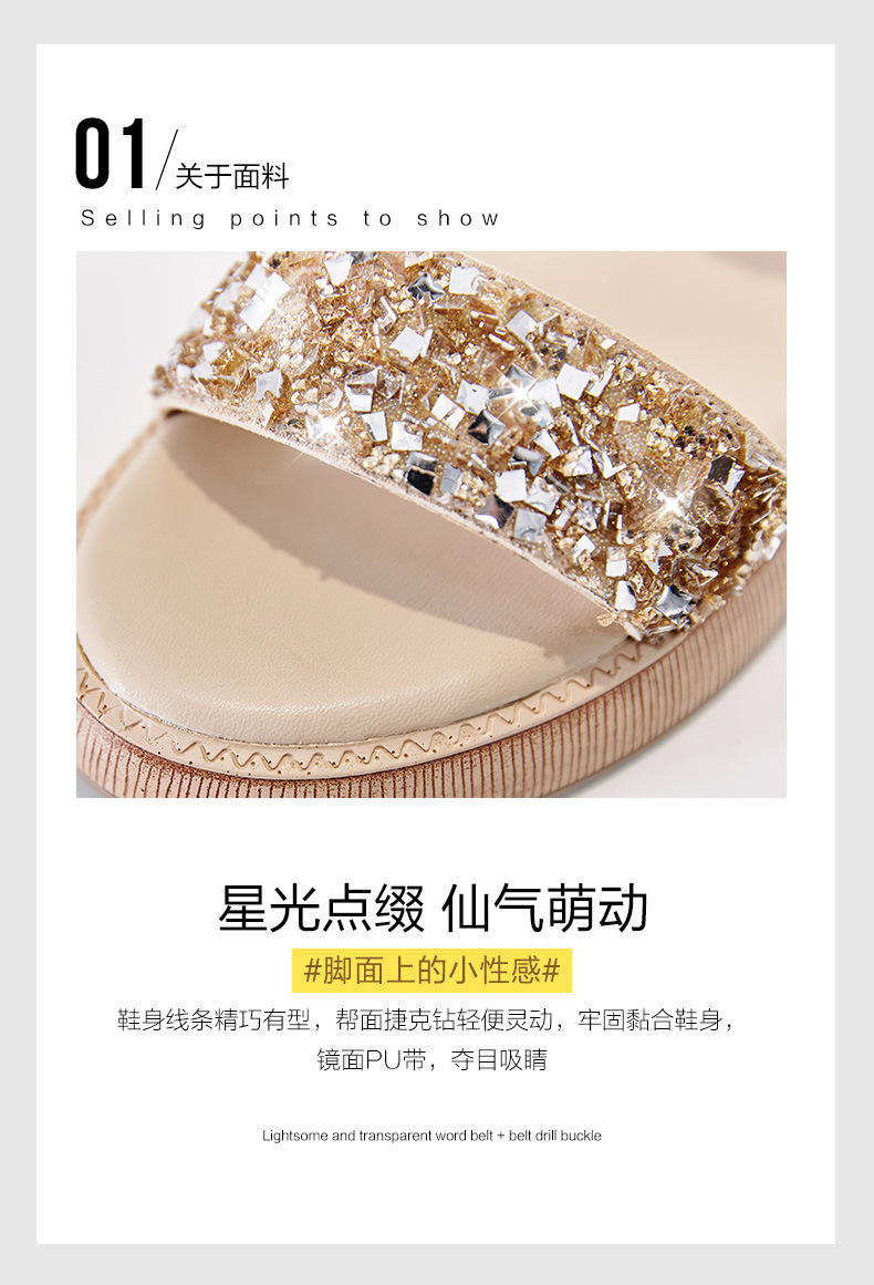 Giày sandal đế xuồng nữ đính đá thời trang — M298 màu đen chi tiết 10