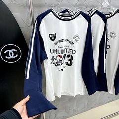 南油高品質潮牌猫漫画長袖tシャツ (刺繍K猫) 男女カップル長袖底T