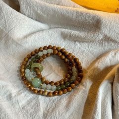 ナチュラルクック 6 和天翡翠ランニングリングマルチサークルブレスレット Wenwan Qingshui ラウンドビーズブレスレットネックレスニッチロザリオ女性用