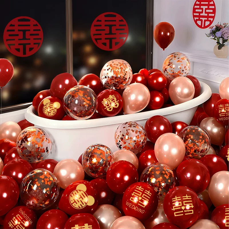 Balloon, layout, decorations, double-layer red jewelry