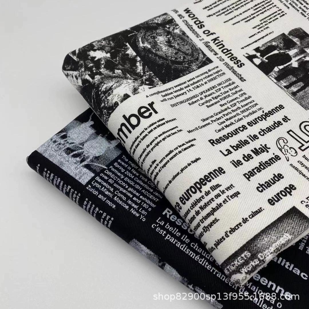 Фабрика оптовой информации войти Творческий граффити хлопок газета английская ткань пальто брюки Личность Мода Ткань