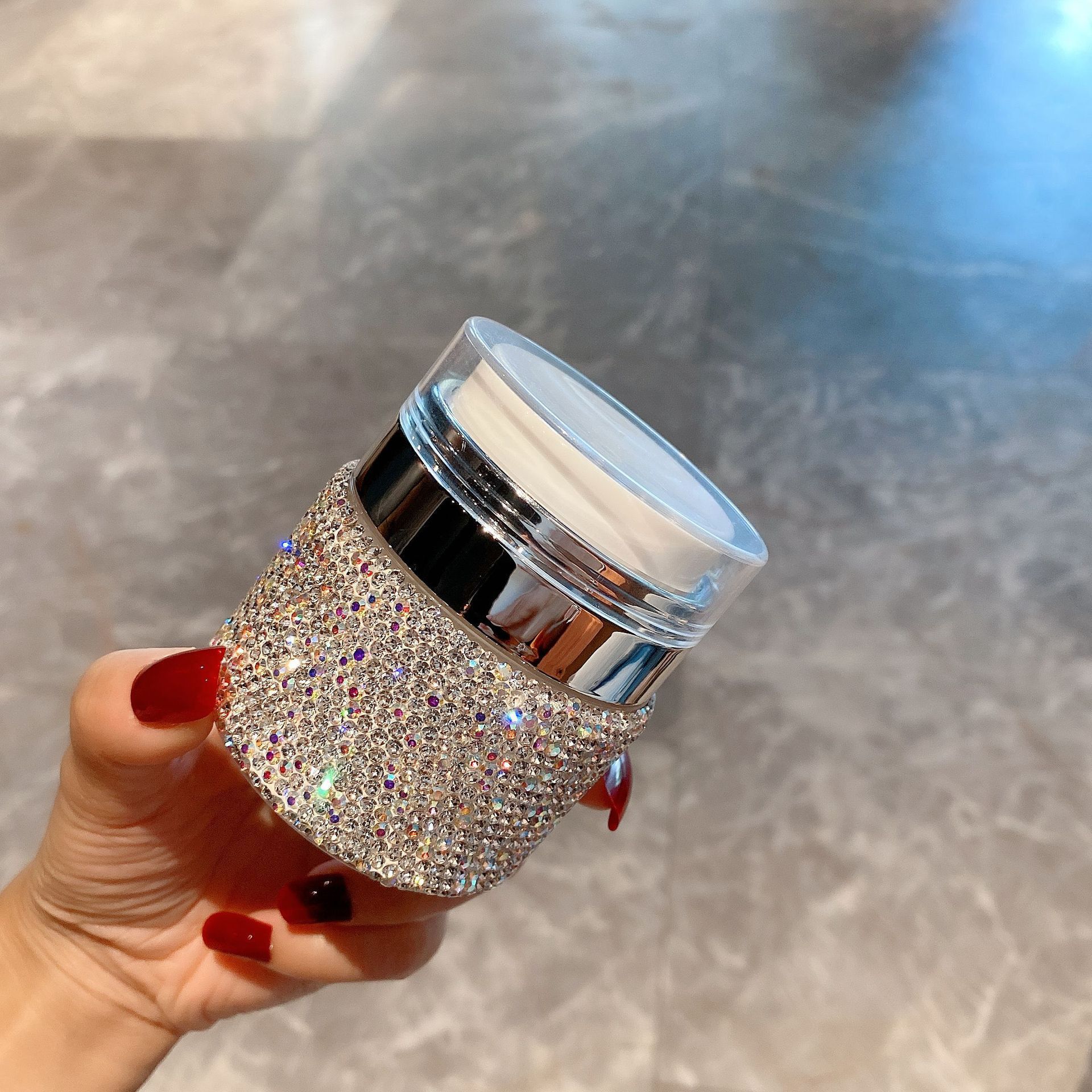 镶钻高档真空面霜瓶化妆品分装瓶旅行便携按压式跨境外贸厂家直销