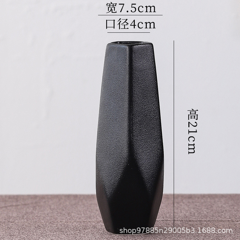 Zhenmao モダンなブラックセラミック花瓶リビングルームフラワーアレンジメント装飾品ライト高級ハイエンドフラワーアレンジメント装飾ドライフラワー|undefined