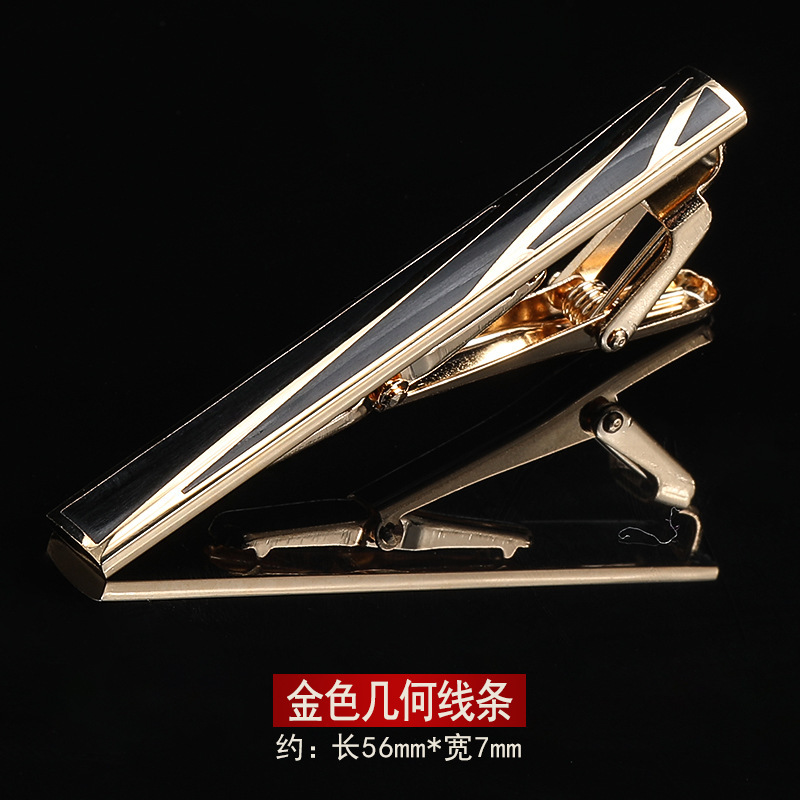황금 기하학적 라인 넥타이 클립 선물 상자 핫 세일