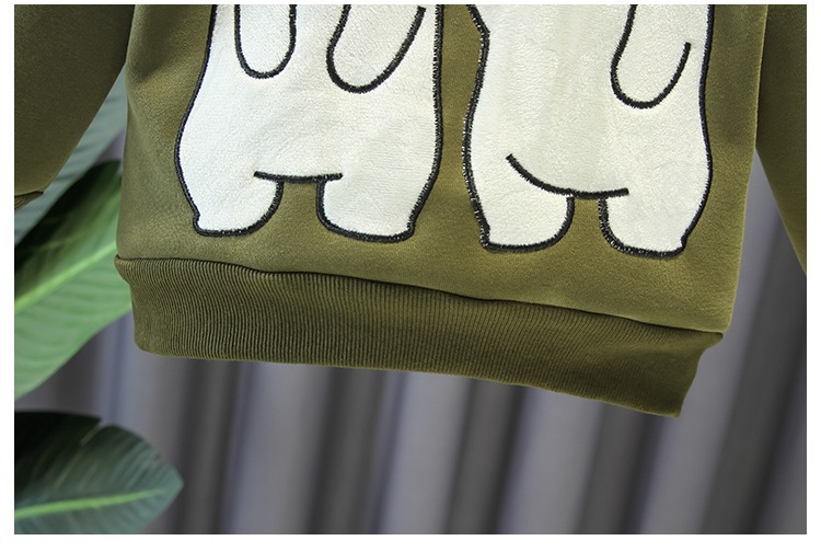 Boys Handsome Middle and Young Children's Baby 2023 New Winter Fashion Plush Thickened Sweater Western Style Two Piece_voghion.com