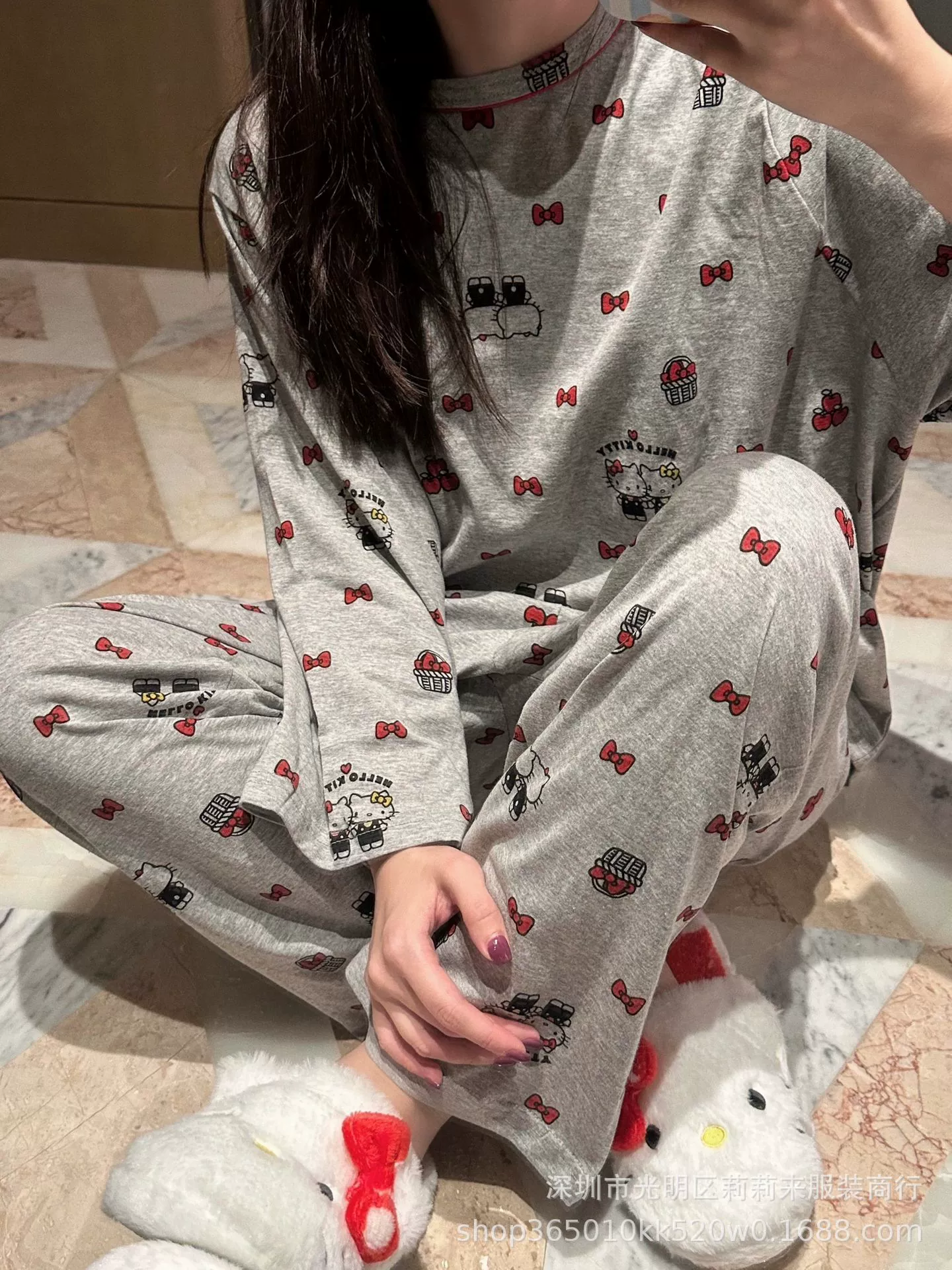 Пижама комплект с длинным рукавом в виде мультфильма, женская осенняя повседневная одежда, несколько цветов, размеры M–XXL