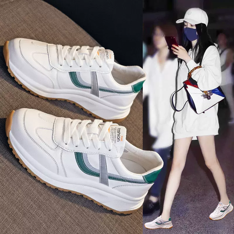 真皮小白鞋女2025春季女鞋百搭ins潮超火休闲运动阿甘鞋手工牛皮