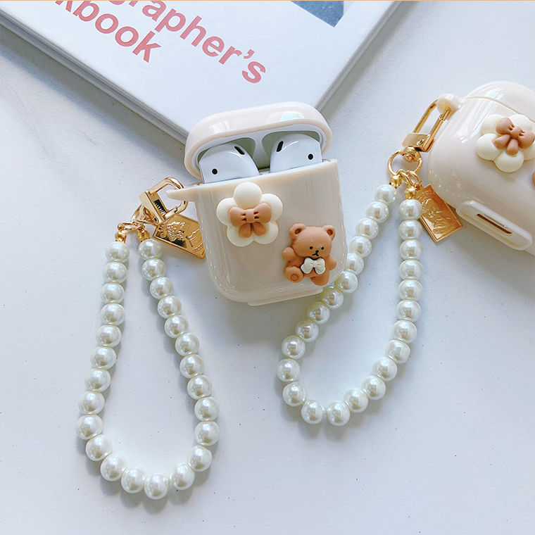 Arco de dibujos animados flores osos para AirPods4 protector casco de auriculares de Apple pro2 cubierta de auriculares de casco suave image 4