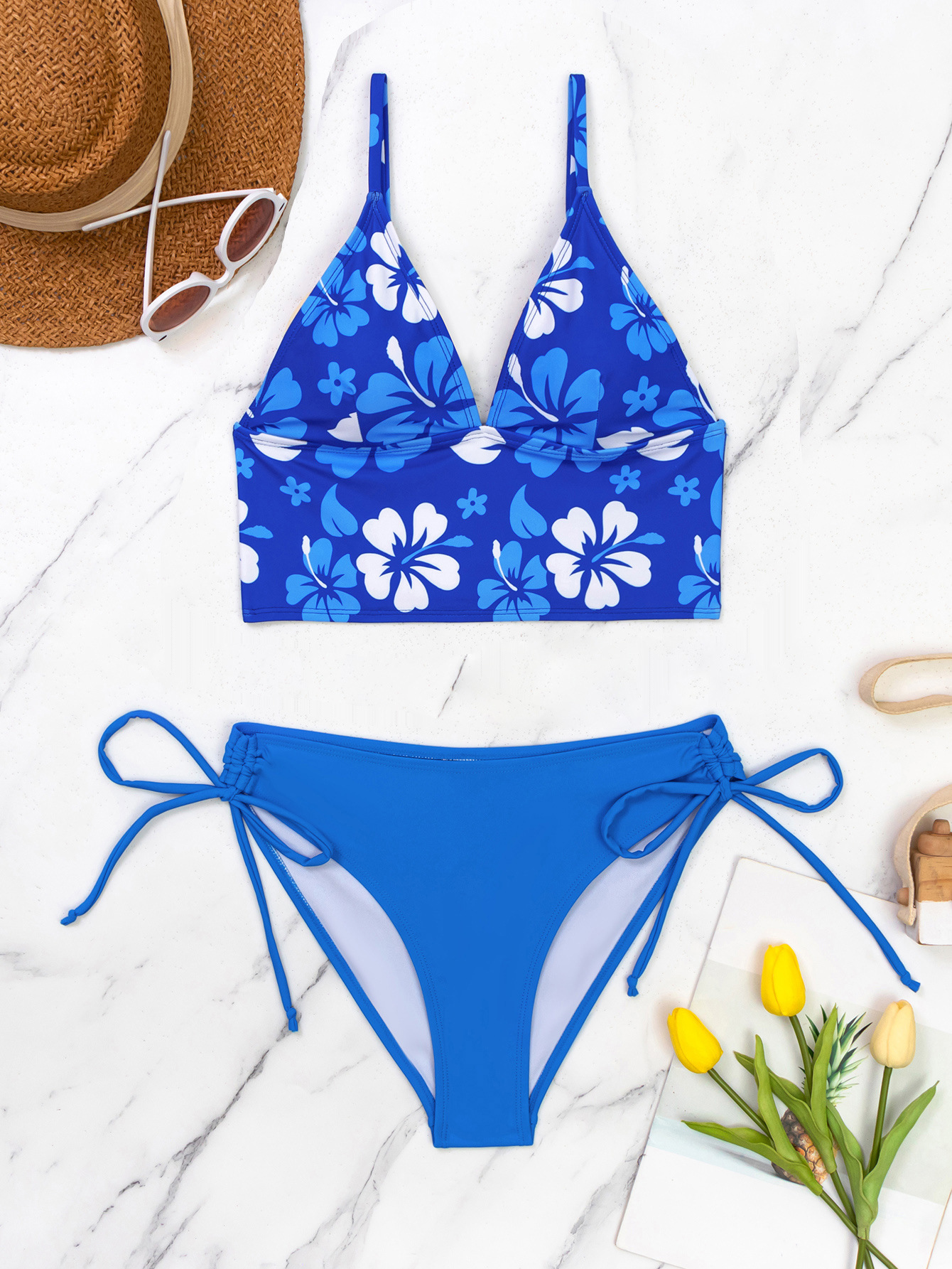 140g Weight Comfort Feel Of Sensation Low Waist Panties Waist Briefs Panties Style Bralette Bra Category Polyester Fabric Type 2 Pieces Set Quantity Beach Occasion Comfort Function Ditsy Floral Pattern Triangle Cup Bra Cup Women's Gender Women's Ditsy Floral 2 Pieces Set Bikinis Swimwear 6