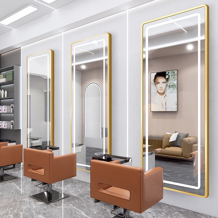 Barber shop mirror, internet celebrity style hairdressing mirror, barber shop exclusive single-sided mirror with light, hair styling scissors mirror, barber shop mirror 