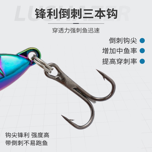 Skimming shark|Long-range cast Luya rotating sequins vib iron plate sequins lead fishing bait bionic bait Luya bait cocked mouth flying water dog