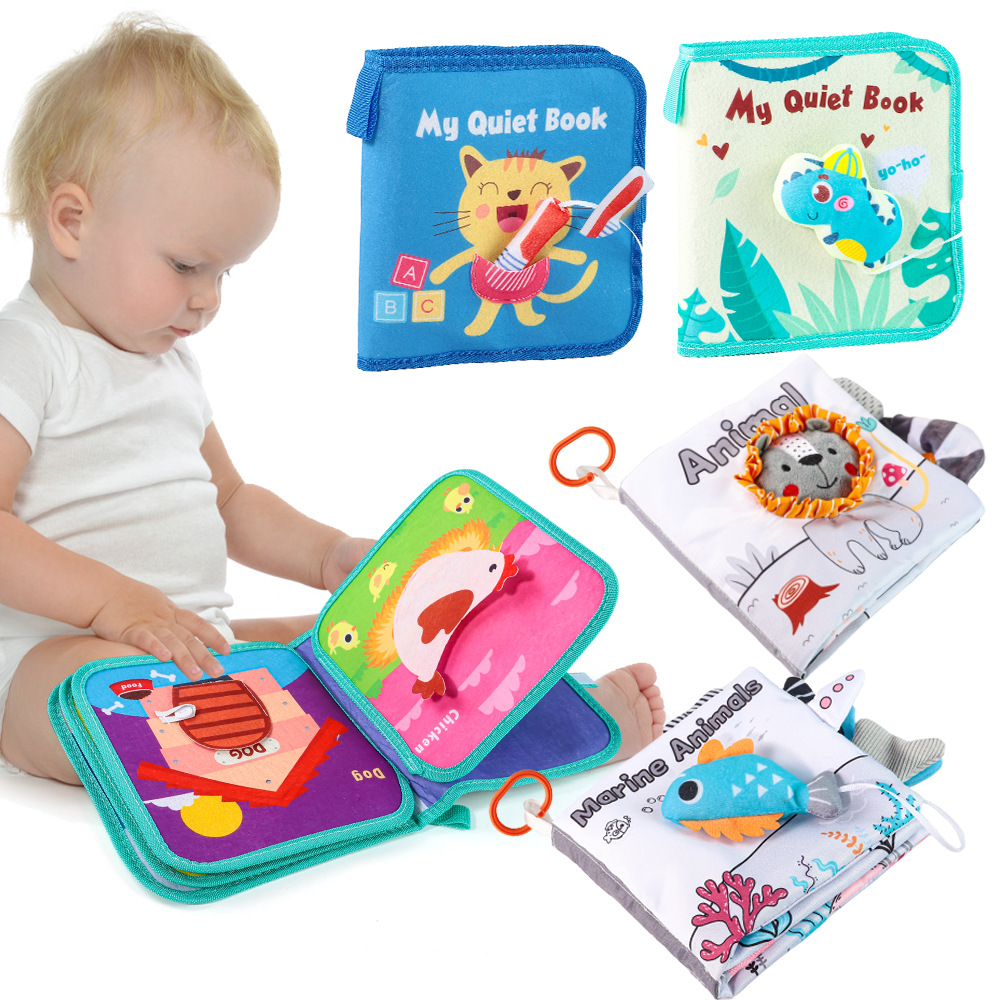 Iluminación transfronteriza, juguetes de libros de tela para bebés y niños pequeños, libros de tela quietos, educación temprana, velcro cognitivo, puede morder y romper libros