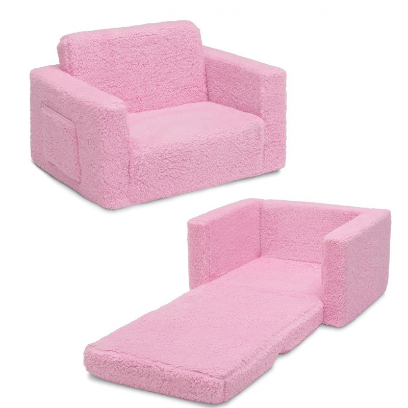 Lamb Velvet Children's Folding Sofa Amazon Manufacturer Wholesale Baby Lunch Break Chair Reading Corner Compressible Packaging