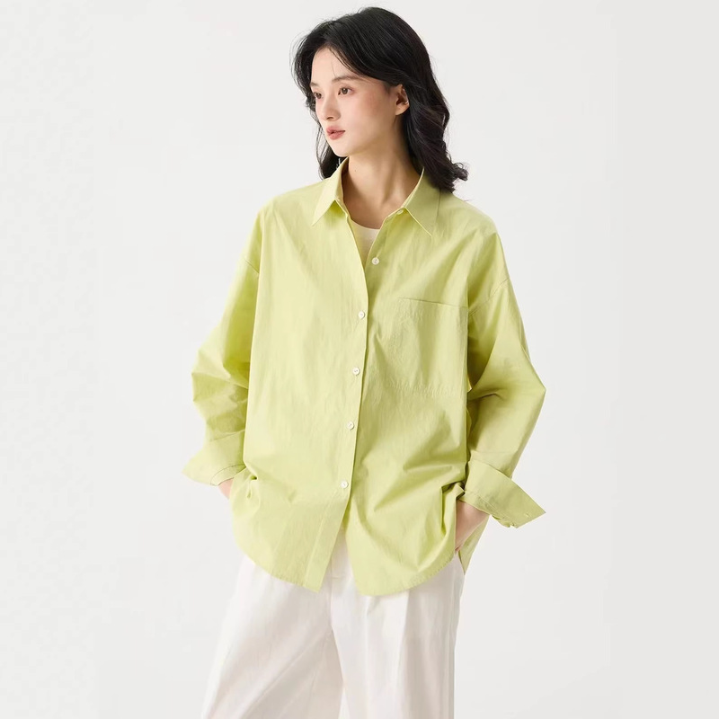 Pre/ Original Quality, Beautiful Pear-Colored, Artistic and Straightforward 100% High-Thread-Count Paper-Feel Pima Cotton Shirt