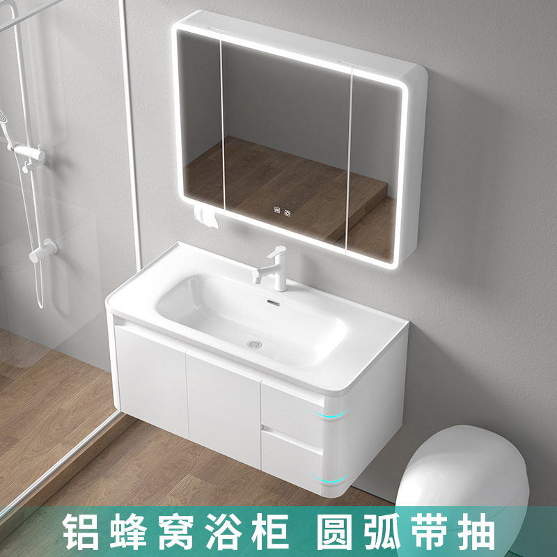 Panal de aluminio engrosada gabinete de baño combinación cerámica cuenca integrada baño cajón mesa de lavado lavabo gabinete