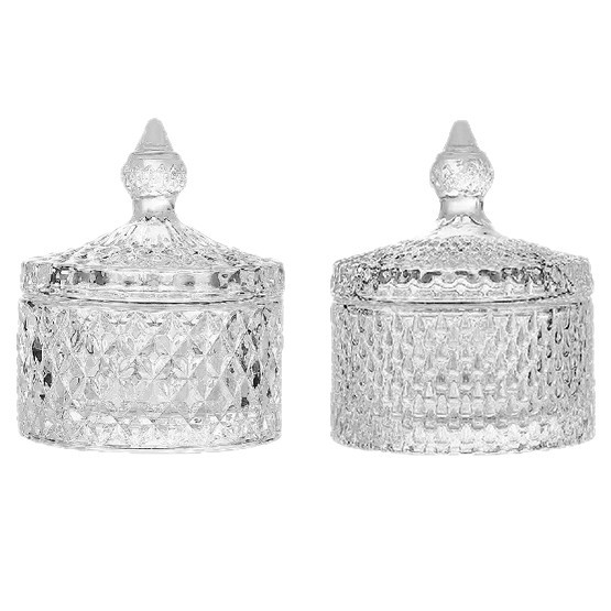 Latas de caramelos de vidrio con patrón de gota de agua de lujo ligero con tapa para bodas domésticas y regalos de acompañamiento de azúcar contenedores rituales de Mesa image 6