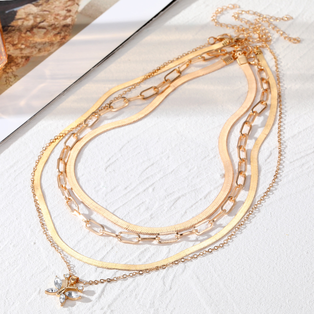 Style Ig Papillon Alliage Placage Incruster Strass Femmes Collier En Couches display picture 4