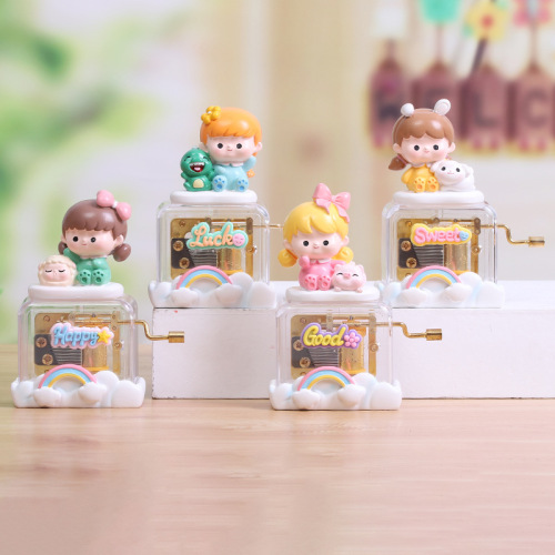 Creative cute girl hand crank series music box cute girl decorative hand-made music birthday gift music box