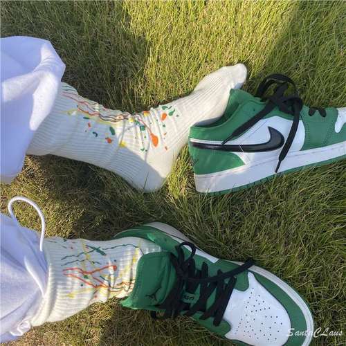 Women's Crew Socks Ins Spring Summer Thin Version Hip-Hop Couple Style Graffiti Anime Style Trendy Brand Daily Wear Versatile Long Socks