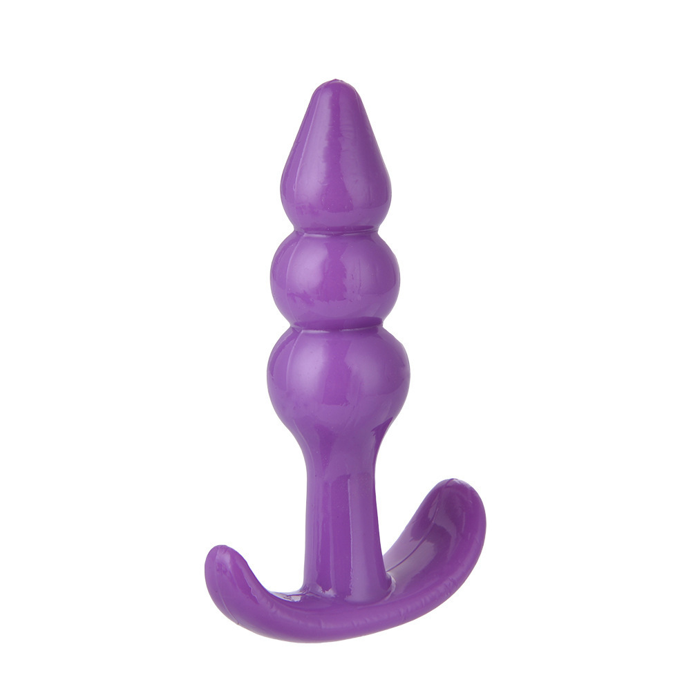 Four-Piece Anal Plug Bead Set, TPE, Purple, Graduated Sizes — detail image 17