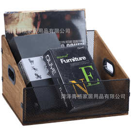 现货木质收纳筐铁木黑胶唱片CD专辑碟片收藏盒复古桌面唱片收纳盒