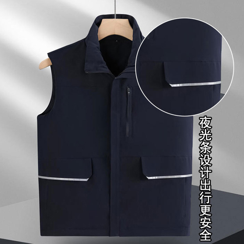 Chaleco de algodón grueso con forro polar, marca de moda, cuello alto cálido, chaleco de algodón personalizado para equipo de trabajo voluntario al aire libre con logotipo.