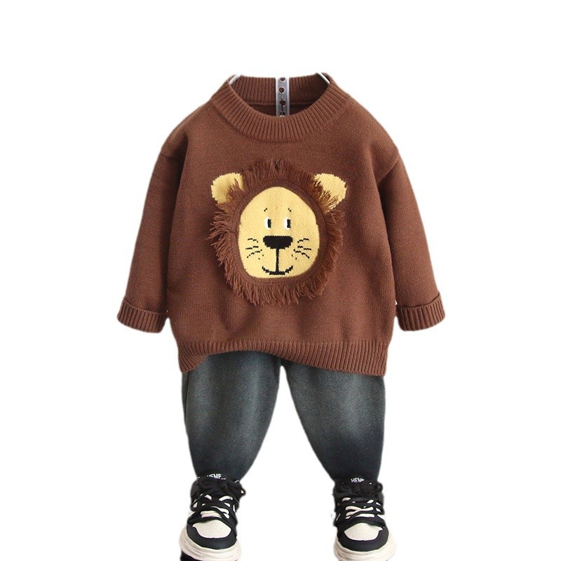 6534 suéter para niño otoño e invierno suéter de punto base para bebé fresco y guapo 2024 nuevo suéter de invierno para niños
