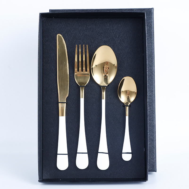 Caja de regalo negra + conjunto de cuatro piezas de platino