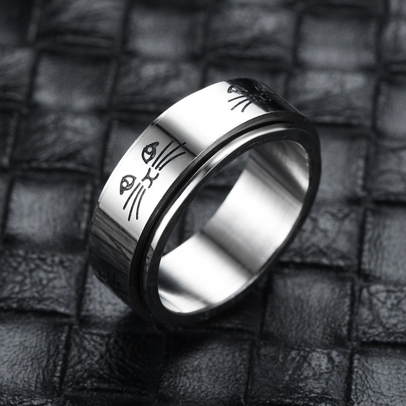 Fashion Titanium Steel Rotatable Letter Couple Rings Jewelry Wholesale display picture 4