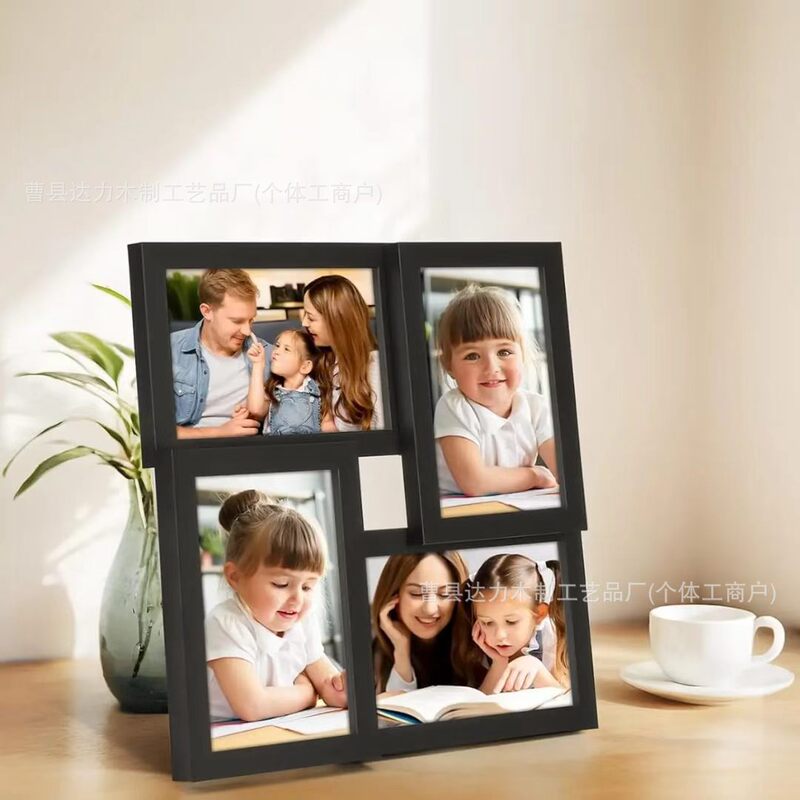 Creative Wooden Collage Photo Frame for Four Photos, Family Photo Wall Hanging Frame, Wall Decoration Picture Frame Creative Wooden Collage Photo Frame for Four Photos, Family Photo Wall Hanging Frame, Wall Decoration Picture Frame