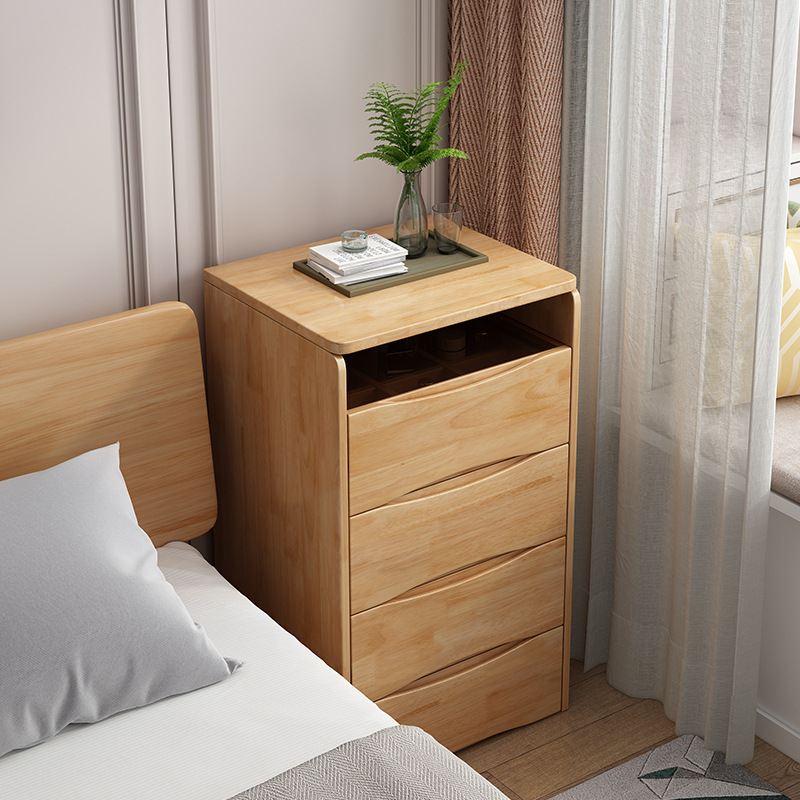 Nórdico de madera maciza tocador pequeño apartamento dormitorio maquillaje Mesa mesita de noche integrado multifuncional mesita de noche pequeño gabinete de maquillaje