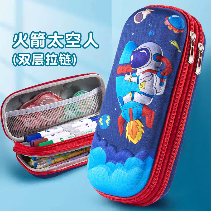 Doble cremallera 26 nueva caja de papelería 3D para niños de gran capacidad de dibujos animados lindos bolsas de lápiz para estudiantes de primaria